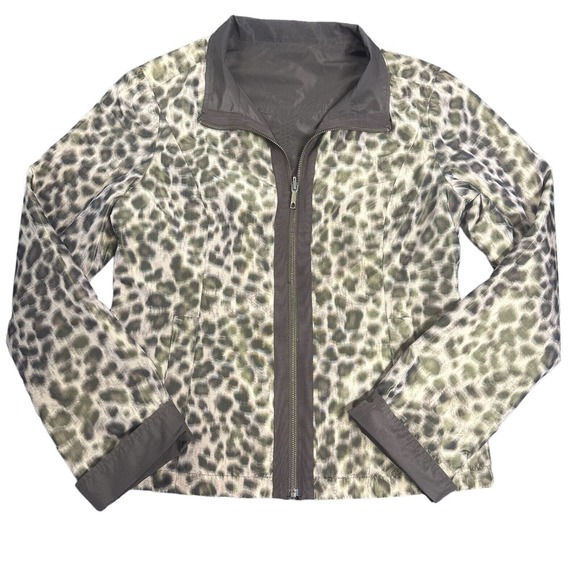 Lafayette 148 Reversible Jacket Womens Sz‎ 8 Brown Animal Print Windbreaker Coat - Picture 1 of 11
